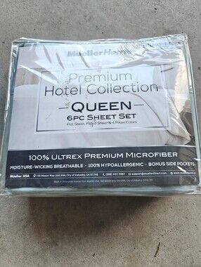 Queen 6 Piece Sheet Set Premium Hotel Collection Mueller Home Light Teal